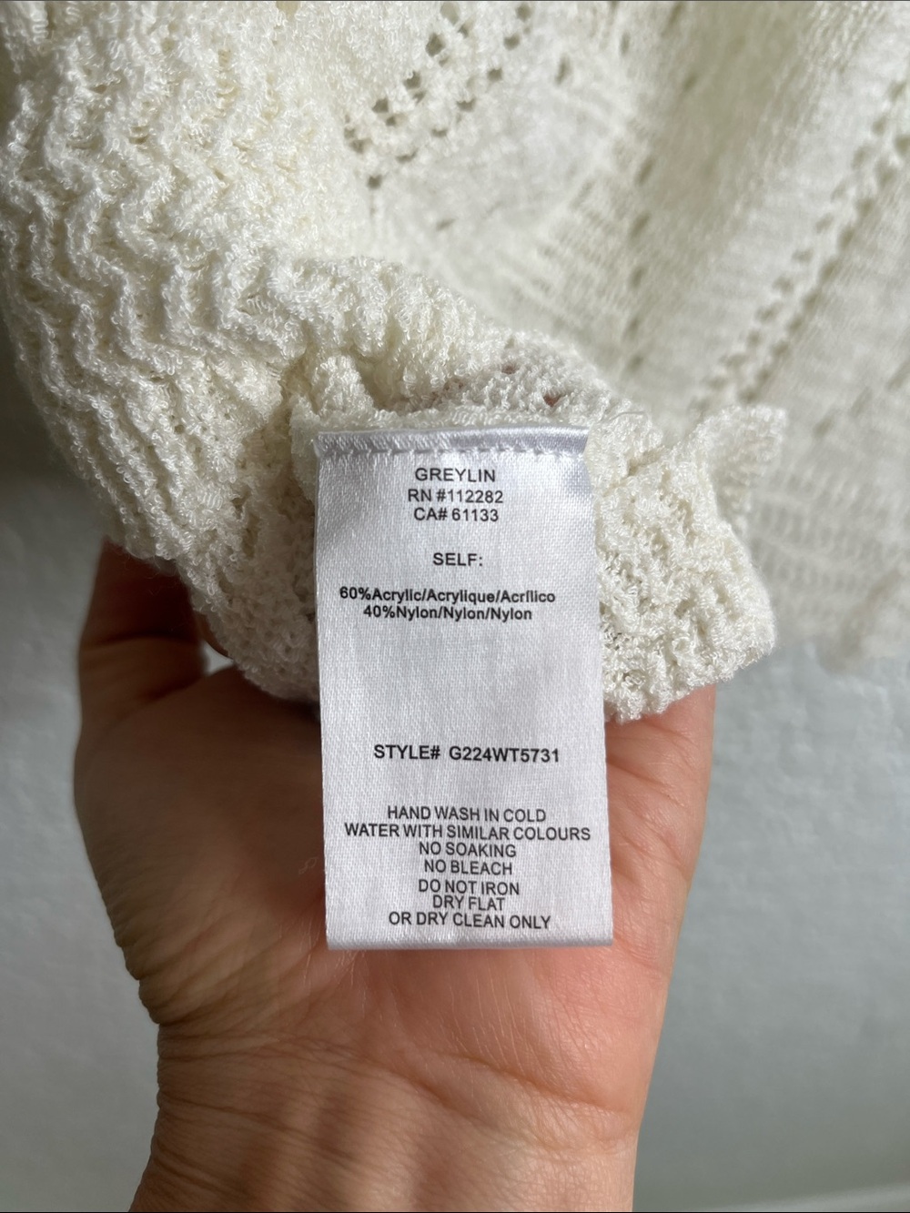 GREYLIN Vanessa Pointelle Tie Back Knit Top Sz M - Picture 9 of 9